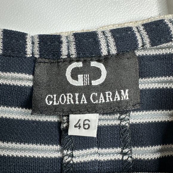 Gloria Caram Y2K Stripe Lace Tank Top S Navy Coquette England Eurocore Cute - Picture 10 of 13
